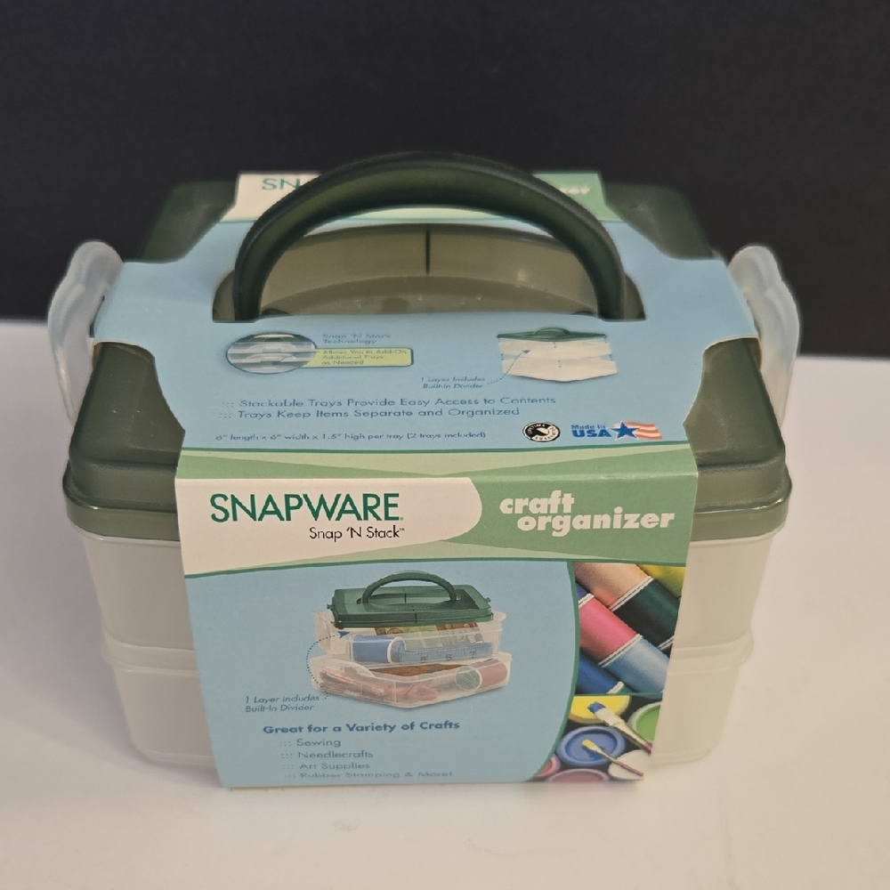 Snapware 6" x 6" Handle Storage Stackable Craft Sewing Makeup Plastic Container
